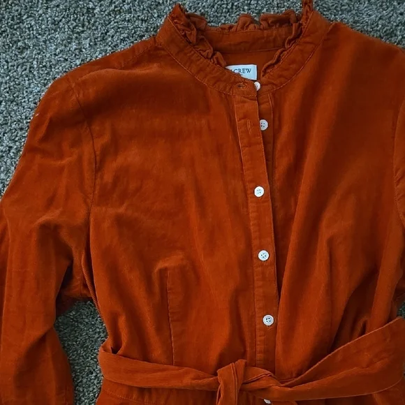 Burnt Orange Colored, Button-Up Dress with Belt - Picture 3 of 3